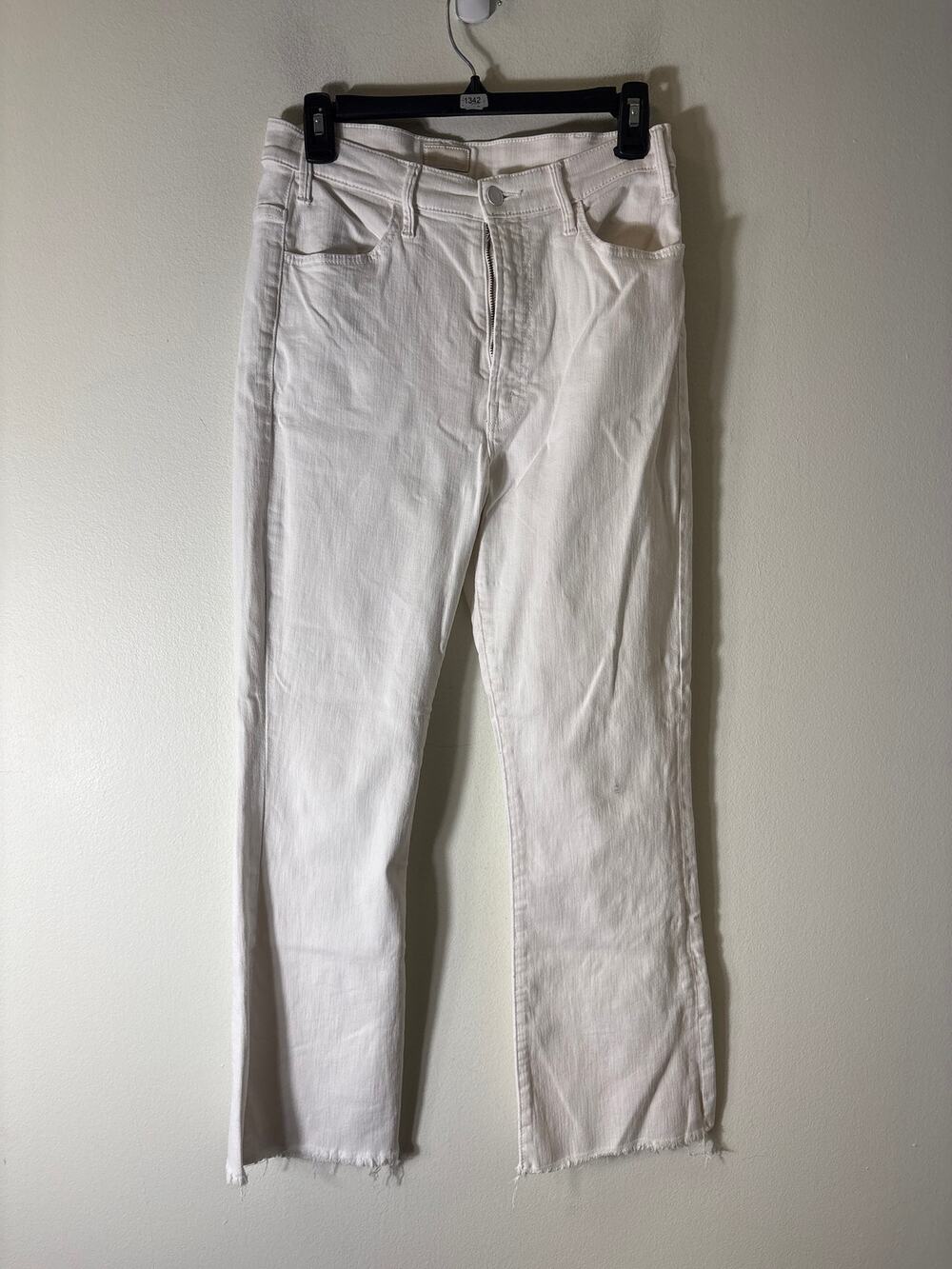 Mother White The Hustler Ankle Fray Denim Sz 28